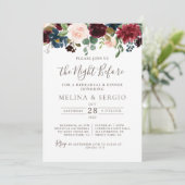 Extravagante klassische Blume Probe Abendessen Einladung (Stehend Vorderseite)