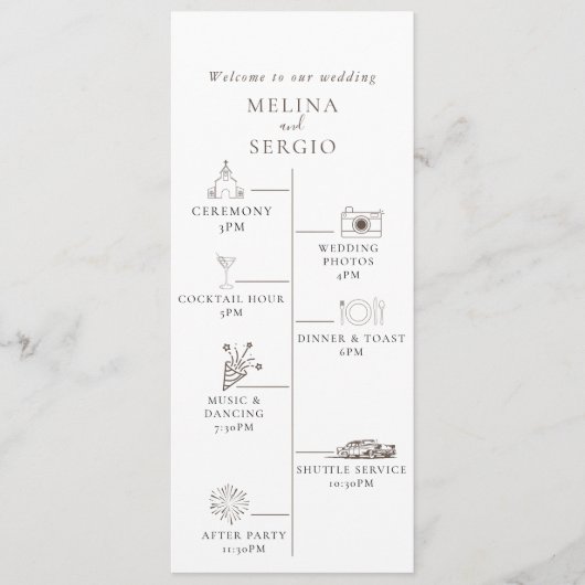 Extravagante klassische Blume Timeline Hochzeit Programm (Vorderseite)