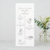 Extravagante klassische Blume Timeline Hochzeit Programm (Stehend Vorderseite)