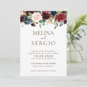 Extravagante klassische Blume zum Hochzeitsempfang Einladung (Stehend Vorderseite)