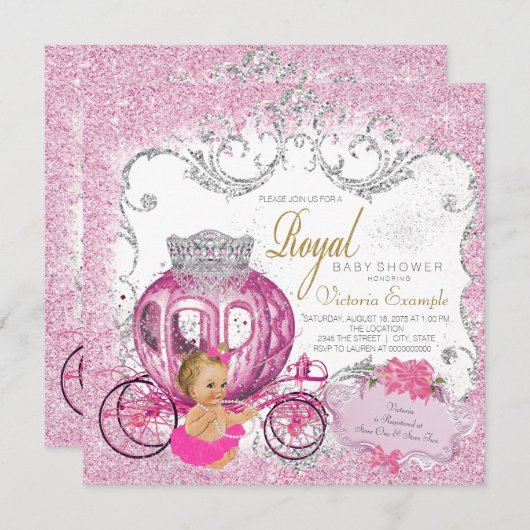 Extravagante kleine Prinzessin Mairytale Baby Girl Einladung (Vorne/Hinten)