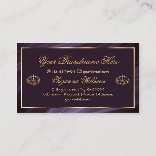Extravagante königliche Lila Goldkrone Sumptue und Visitenkarte (Rückseite)