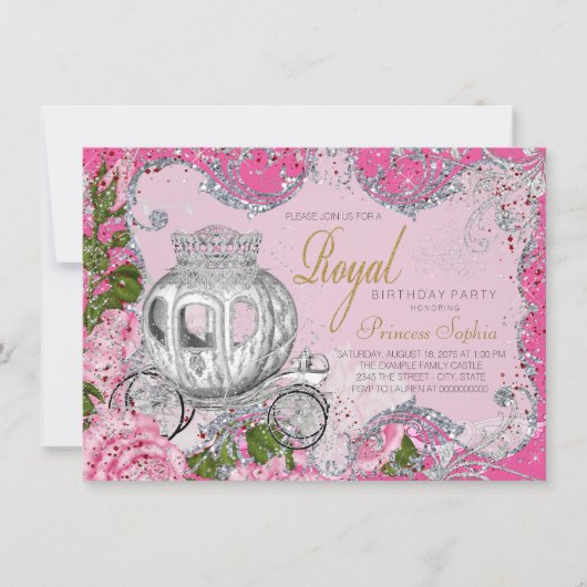 Extravagante Königliche Prinzessin Geburtstagspart Einladung (Vorderseite)