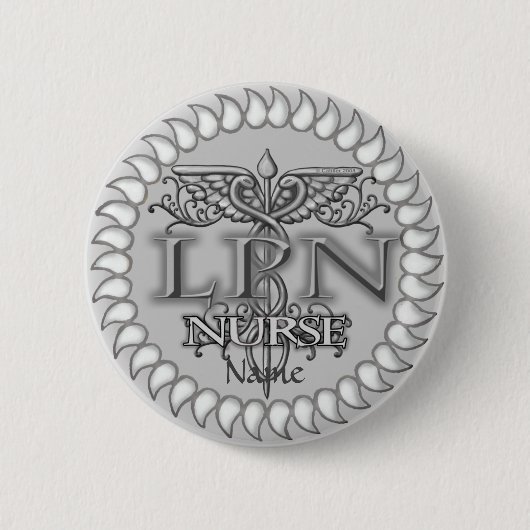 Extravagante Krankenschwester Caduceus LPN Button (Vorderseite)