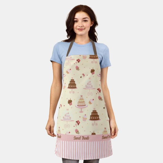 Extravagante Kuchen und Cupcakes auf Creme Backwar Schürze (Getragen)
