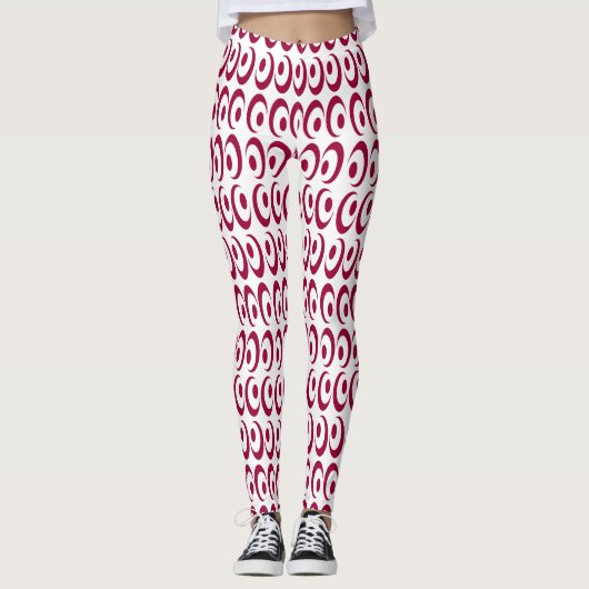 Extravagante, lebendige Crazy Red Wirbel entwickel Leggings (Vorderseite)