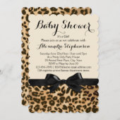 Extravagante Leopard Black Bow Girl Babydusche Einladung (Vorne/Hinten)