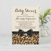 Extravagante Leopard Black Bow Girl Babydusche Einladung (Stehend Vorderseite)