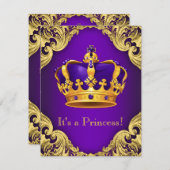 Extravagante Lila Gold Princess Baby Dusche Einladung (Vorne/Hinten)