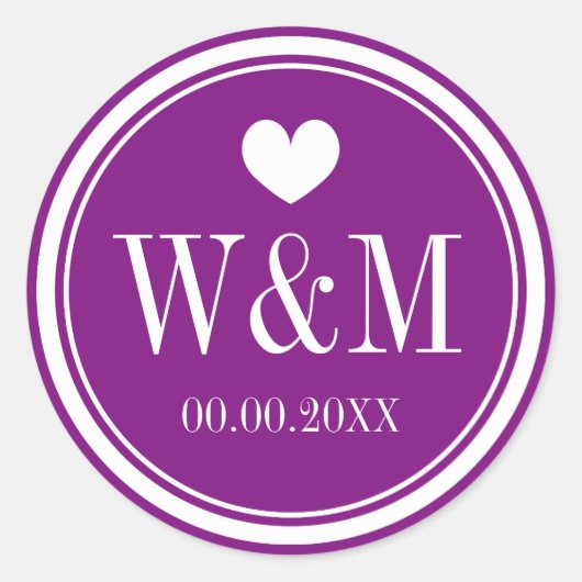 Extravagante lila Hochzeitsticker Runder Aufkleber (Vorderseite)
