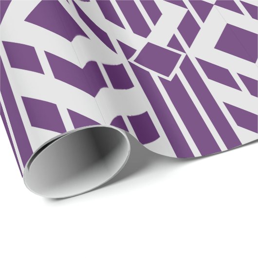 Extravagante Lila und graue Streifen und Diamanten Geschenkpapier (Rolleneckpunkt)