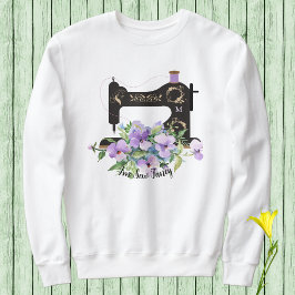 Extravagante Lila Vintage Nähmaschine für Blüten Sweatshirt