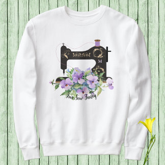 Extravagante Lila Vintage Nähmaschine für Blüten Sweatshirt