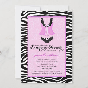Extravagante lila Zebra-Wäsche-Dusche Bachelorette Einladung
