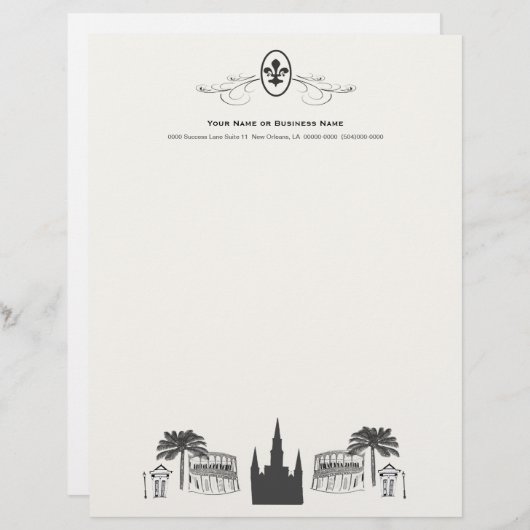 Extravagante Lilien-New- Orleansszene Briefbogen (Vorne/Hinten)