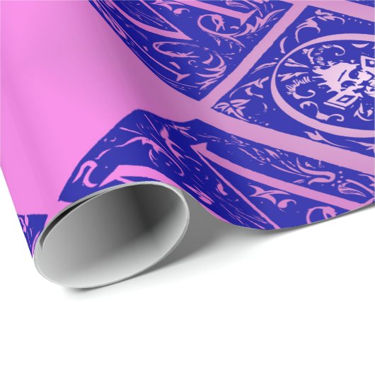 Extravagante Mama in blauem und Lila Umschlagpapie Geschenkpapier (Rolleneckpunkt)