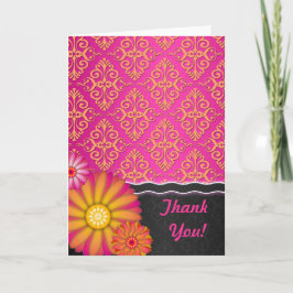 Extravagante Mandarine Tango Pink Orange Damask Dankeskarte