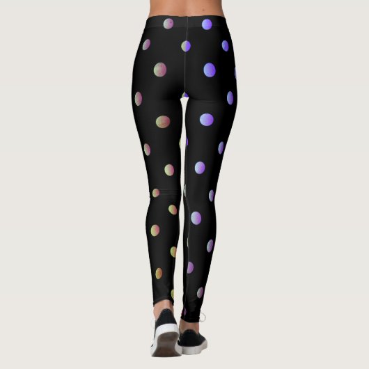 Extravagante Mauve Beige und Black Retro Polka Dot Leggings (Rückseite)
