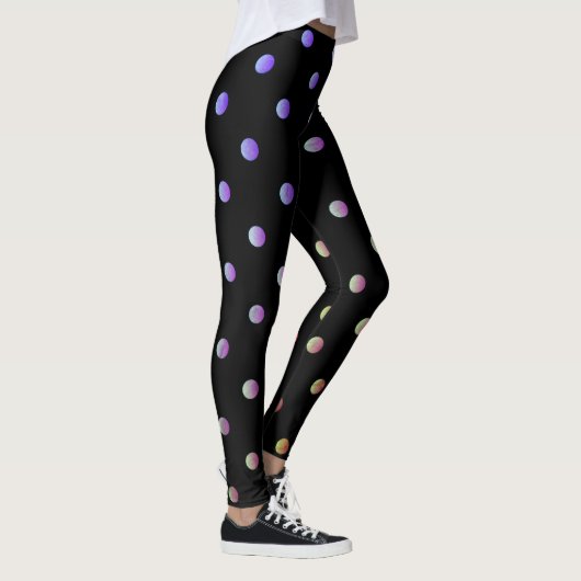 Extravagante Mauve Beige und Black Retro Polka Dot Leggings (Rechts)
