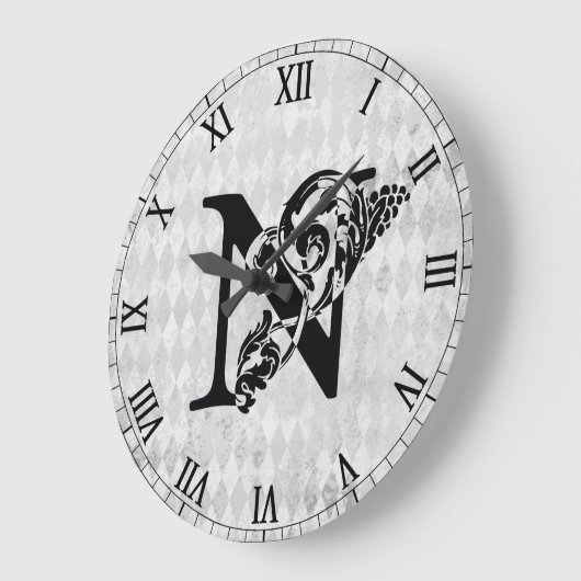 Extravagante Monogram "N" Acrylkleuhr Große Wanduhr (Winkel)