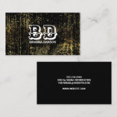 Extravagante Monogram Script Gold Grunge Business Visitenkarte (Vorne/Hinten)
