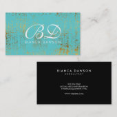 Extravagante Monogram Script Gold Grunge Visitenkarte (Vorne/Hinten)
