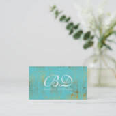 Extravagante Monogram Script Gold Grunge Visitenkarte (Stehend Vorderseite)