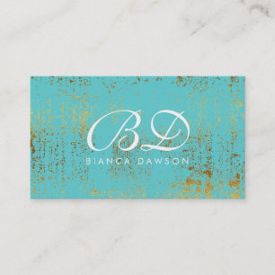 Extravagante Monogram Script Gold Grunge Visitenkarte