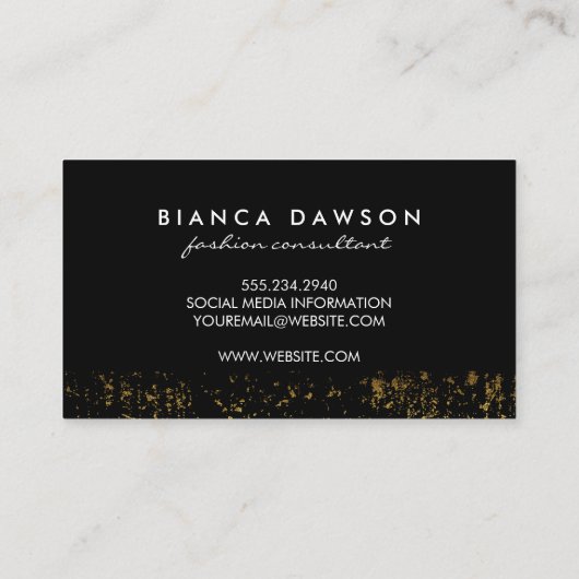 Extravagante Monogram Script Gold Grunge Visitenkarte (Rückseite)