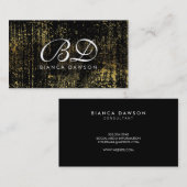 Extravagante Monogram Script Gold Grunge Visitenkarte (Vorne/Hinten)