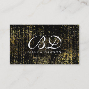 Extravagante Monogram Script Gold Grunge Visitenkarte
