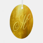 Extravagante Monogram Shiny Imitate Gelbe Goldfoli Ornament Aus Metall (Vorderseite Rechts)