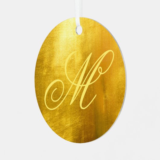 Extravagante Monogram Shiny Imitate Gelbe Goldfoli Ornament Aus Metall (Vorderseite links)