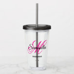 Extravagante Monogramm-Bridesmaid in Schwarz und H Acryltrinkbecher<br><div class="desc">Ein personalisiertes Monogramm mit einer extravaganten Kalligraphie-Schriftzeichen, das in heiß rosa und schwarz paart. Erstellen Sie Ihren eigenen hübschen Acryl-Schuster Dankeschön für eine Brautjungfrau für das Brautparty oder Junggeselinnen-Abschied Nacht. Passen Sie die Farben des Schriftartes an, um Ihre Hochzeitspalette anzupassen. Der extravagante blüh, der Teil des Monogramms ist, muss möglicherweise...</div>