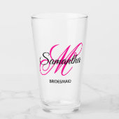 Extravagante Monogramm-Bridesmaid in Schwarz und H Glas (Vorderseite)