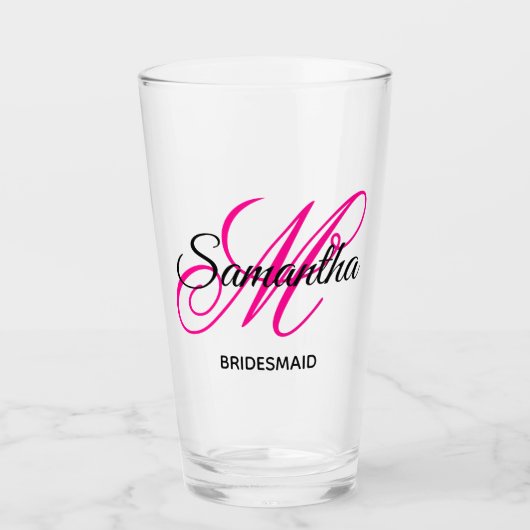 Extravagante Monogramm-Bridesmaid in Schwarz und H Glas (Vorderseite)