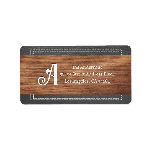 Extravagante Monogramm | Doppelgeheftes Leder | Ho Adressaufkleber (Vorne)