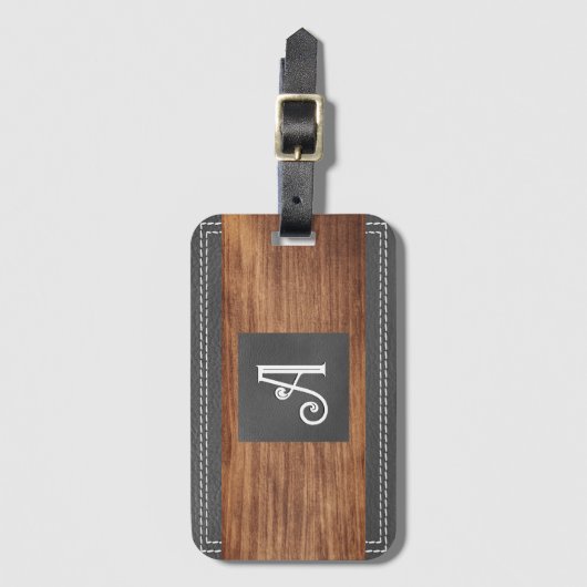 Extravagante Monogramm | Doppelgeheftes Leder | Ho Gepäckanhänger (Vorderseite Vertikal)