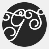 Extravagante Monogramm Schwarz/Weiß Runder Aufkleber (Vorderseite)