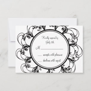 Extravagante Monogramm-UAWG (schwarz) RSVP Karte