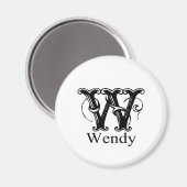 Extravagante Monogramm: Wendy Magnet (Vorderseite/Rückseite)