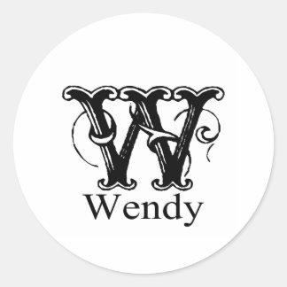 Extravagante Monogramm: Wendy Runder Aufkleber
