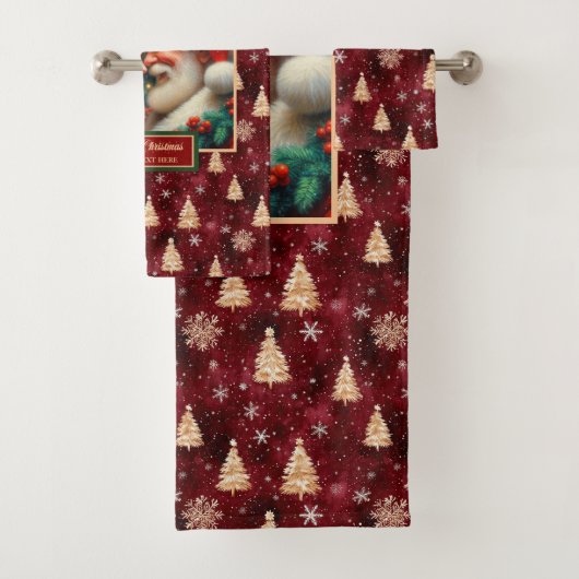 Extravagante Mr. und Mrs. Claus Red Gold Badtuch Badhandtuch Set (Insitu)