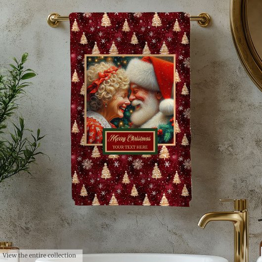 Extravagante Mr. und Mrs. Claus Red Gold Badtuch Badhandtuch Set