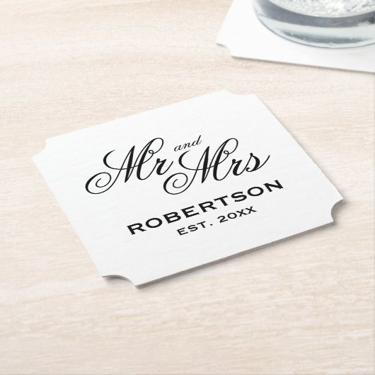 Extravagante Mr und Mrs Hochzeitsfeier Ticket Form Untersetzer (angewinkelt)