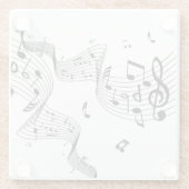 Extravagante Musiknoten auf Weiß Glasuntersetzer (Rückseite)