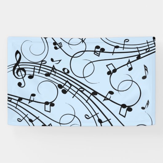Extravagante Musiknoten Blau Banner (Horizontal)