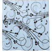 Extravagante Musiknoten Blau Duschvorhang (Vorderseite)