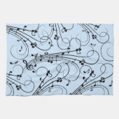 Extravagante Musiknoten Blau Geschirrtuch (Horizontal)