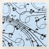 Extravagante Musiknoten Blau Glasuntersetzer (Vorderseite)